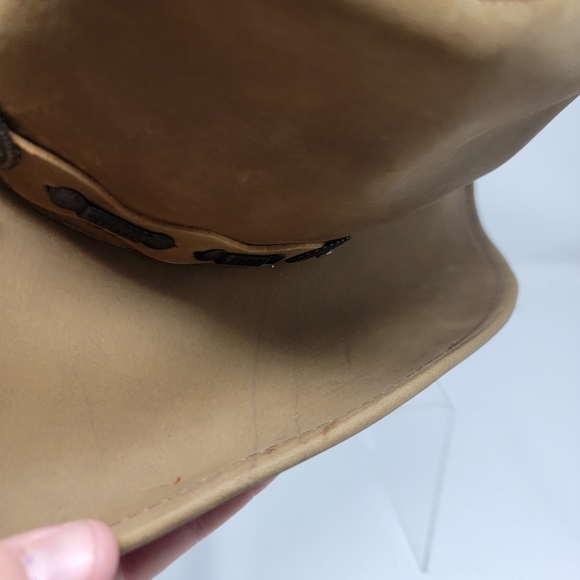 Stetson Rodeo Dr Collection Mens MEDIUM Tan Leather Shapeable Cowboy Hat - Picture 6 of 11